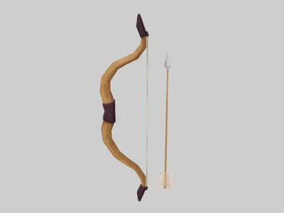 Wooden Bow and Arrow - Hand Painted 3D model