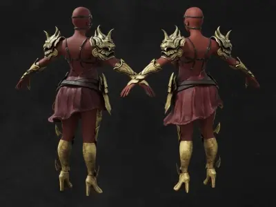 Set Royal Golden Armor Lion Asset Part Low-poly 3D model