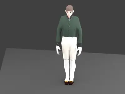 INFANTRY OFFICER in City dress Low-poly 3D model