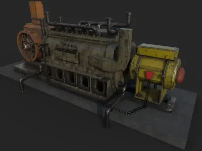 Diesel Generator Old Low-poly 3D model