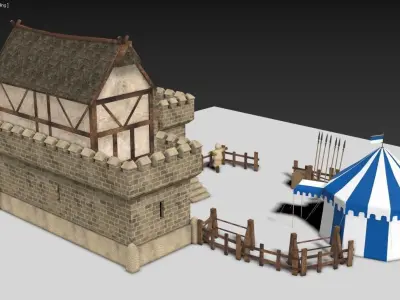 Medieval Barracks Low-poly 3D model buy