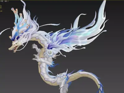 White Dragon Low-poly 3D model