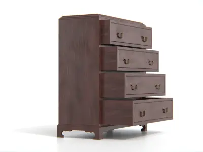Antique Wooden Chest of Drawers Low-poly 3D model