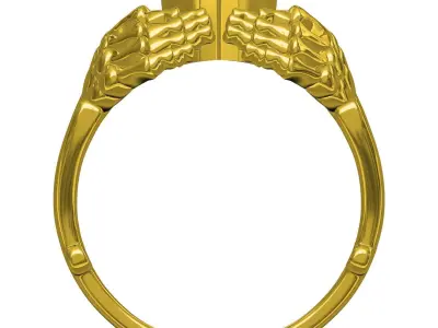 Antique Hand Holding Heart Diamond Ring 3D print model