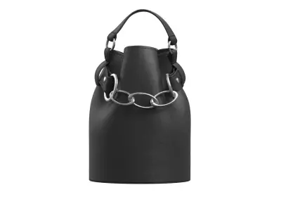 Black Leather Bucket Bag 3D model