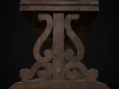 Mahogany Medieval Antique End Table Low-poly 3D model