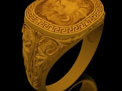 Lion ring 3D print model 10