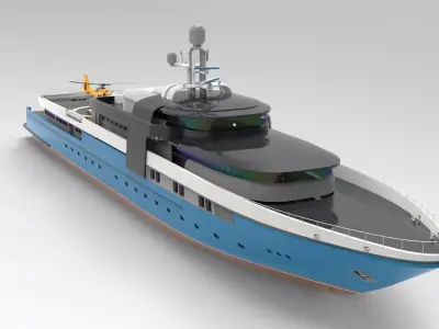Yacht Roxette with helicopter 3D model