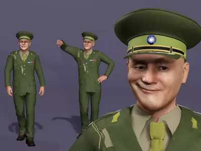 Realistic Eastern Military Officer Character Chiang Kai-shek 3D model