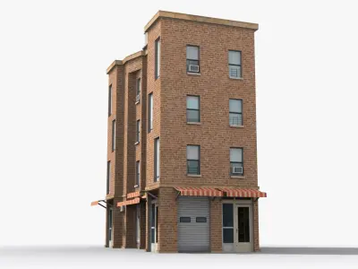 Apartment Building x34 Low-poly 3D model