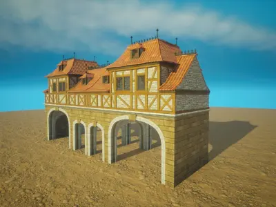 Medieval old House5- exterior design Low-poly 3D model