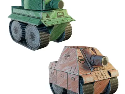 Paper Tanks Low-poly 3D model