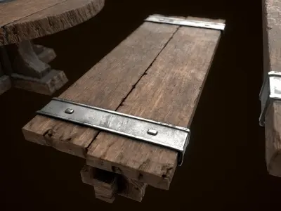 Old Medieval Viking table game ready low poly model  Low-poly 3D model