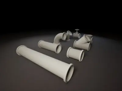 Modular Pipe System Low-poly 3D model
