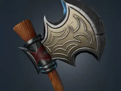 Stylized Axe Low-poly 3D model 16