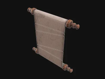 Old Paper Scroll 3D model Low-poly 3D model