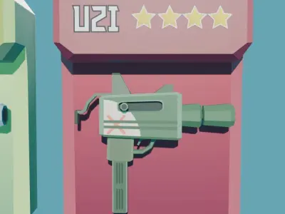 Uzi Guns Pack Stylized Low Poly Low-poly 3D model