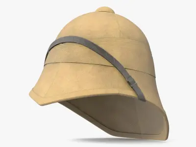 Old 1879 British Campaign Helmet Beige Diagonal Strap 3D model