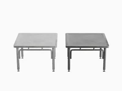 Steel Table Set Low-poly 3D model