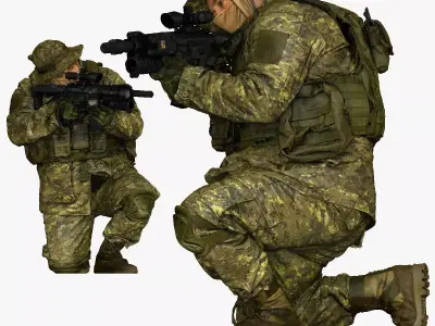 modern soldier aiming on knee honeybadger 001151 3D model