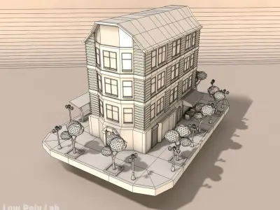 Cartoon City Building Low-poly 3D model