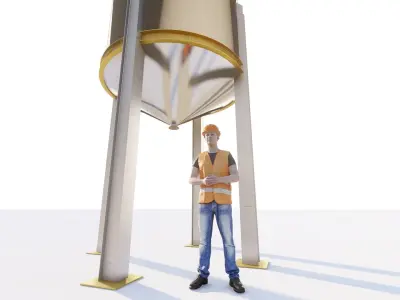3D Model of a 38 Cubic Meter Industrial Pressure Vessel 3D model