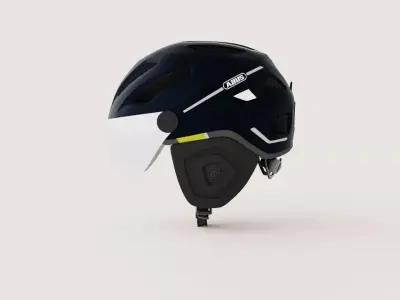 Pedelec Bicycle Helmet - Blue Low-poly 3D model