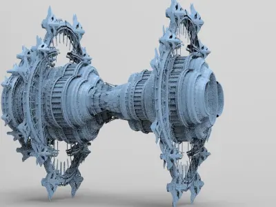 Prometheus inspired alien cigar Cliff base 1 3D model