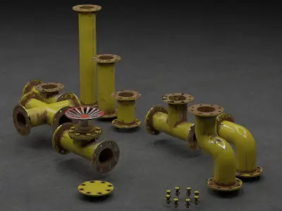 Pipes collection rusty Low-poly 3D model by SalamSadeq
