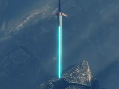 Sword with runes Low-poly 3D model