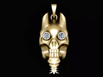 HUMAN SKULL HEAD PENDANT 3D PRINTABLE MODEL  3D print model