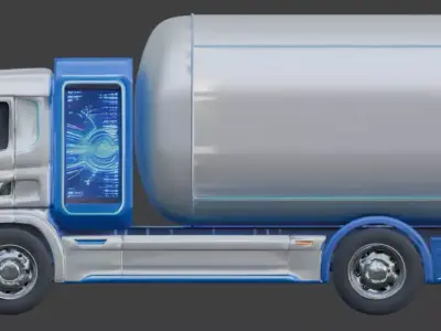 Futuristic Sci-Fi Heavy Tanker Truck 3D Model Low-poly 3D model