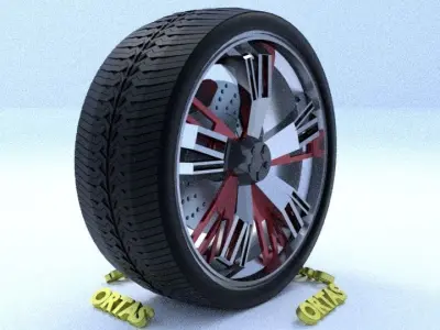 ORTAS CAR RIM 62 GAME READY RIM TIRE AND DISC 3D model
