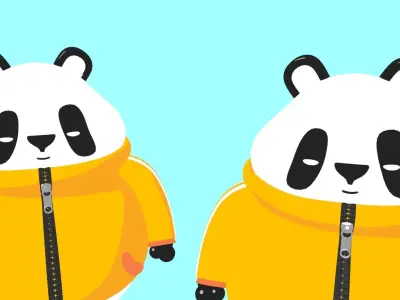 Panda bear in jacket 3D model