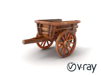 Medieval Wooden Cart Rustic model pack Low-poly 3D model