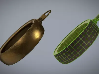 Game Ready Aged Antique Brass Compass -  Low-poly 3D model