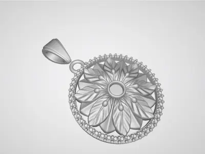 Flower Diamond Cluster Pendant 3D print model