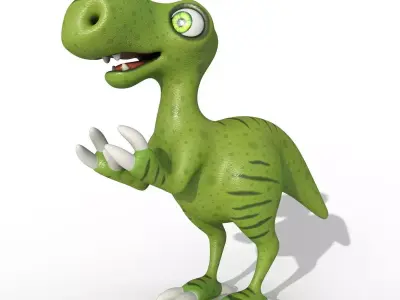 Toy dinosaur green Low-poly 3D model