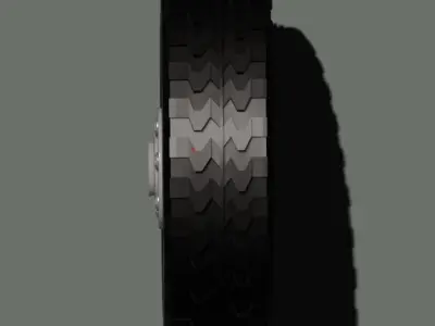 Heavy Duty Truck Tire with Steel Rims  Low-poly 3D model