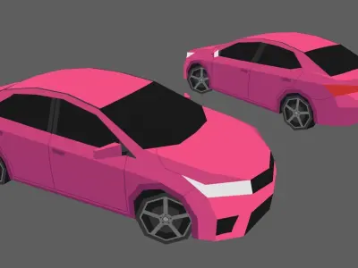 Game-ready car two cars Low-poly 3D model