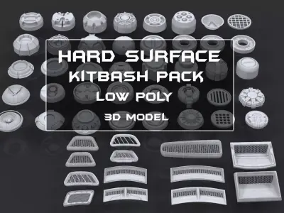 Hard Surface - KitBash Pack - Low-poly 3D model