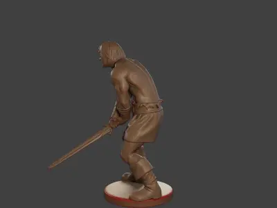 Male Barbarian 2HSword Attacking3 3D print model
