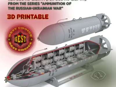 Cluster aviation bomb RBK 500  AO 2 5 RTM Moulage 3D printable  3D model