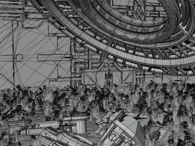 Abandoned Machine Graveyard Low-poly 3D model