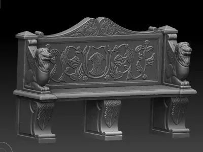 Antique Stone Bench Low-poly 3D model