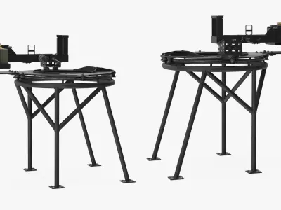  Vehicle Mounted Machine Gun Ring Mount Rigged for Cinema 4D 
