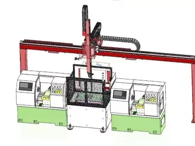 CNC Machine Loading and Unloading Automation System 3D model