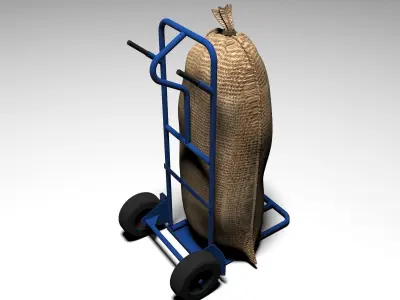 Handtruck with sack 3D model