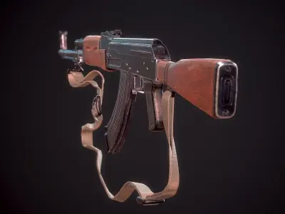 AK-47 rifle Low-poly 3D model get