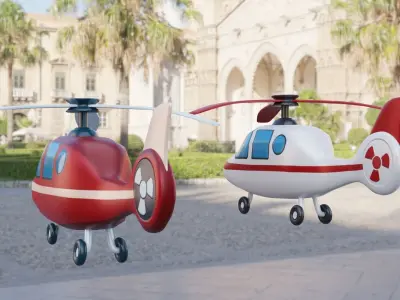 Cartoon Helicopter Low-poly 3D model order